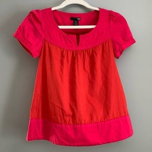 H&M Short Sleeve Pink and Red-orange Top Any 3 $10 items bundled $20-l0%=3@$18!